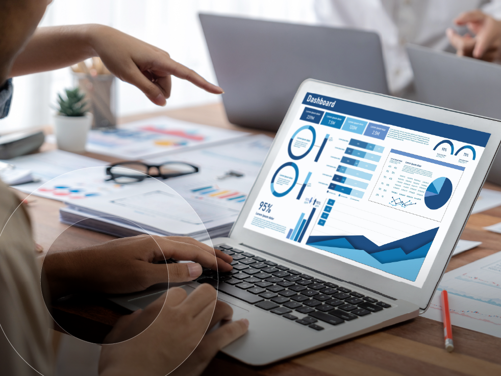 Laptop screen with FinOps charts displayed