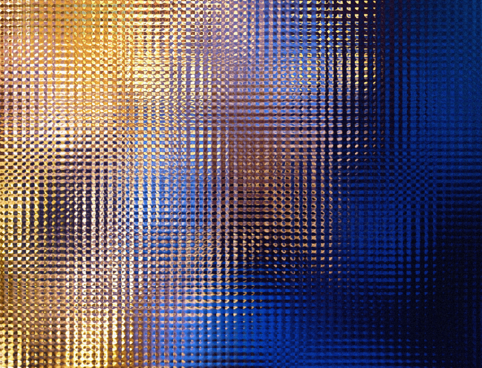 Abstract image of gold and blue quadrants